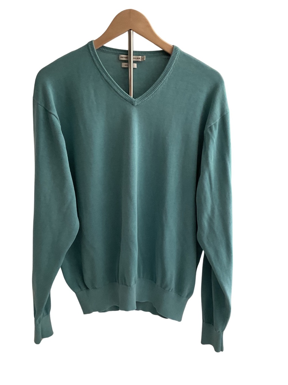 Peter Millar Men's V-Neck Sweater Seafoam Green L Preppy Casual
